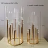 5st Metal Holders Akrylljusstakar Blomma Vaser Bröllopsbord Centerpiece Pillar Stand Road Party Decoration