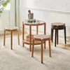 Nordic Solid Wood Rattan Woven Circular Stool Makeup Low Stool Luxury Rattan Small Stool Shoe Changing Stool Hallway Ottoman