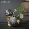 Creative Purple Clay Tea Pet Small Flower Device Auspicious Ruyi Little Monk Hydroponic Play Office Home Decor Furnhlings 240411