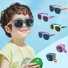 Bunte faltbare Sonnenbrille Outdoor Kinder Jungen Mädchen Marke Design Square Gläses Kinder Brillenschutz UV400 240326