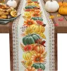 秋の感謝祭のカボチャのメープルの葉リネンテーブルランナーパーティーデコレーションダイニングテーブルの装飾のための農家のテーブルランナー