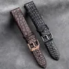 Handgjorda ultratunna krokodilläder Watchband 18 19 20 21 22mm Black Brown Soft äkta Quick Release Men's Turn Armband