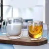 Tazze a doppia parete in vetro da muro resistente al tè al latte da tè da tè trasparente con manico a casa bere tazze 250/350 ml