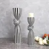 Candle Holders Modern Design Black-and-white Stripe Candlestick Decor Creative Abstract Combination Of Ceramic Living Room Tabletop