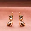 Studörhängen Harong Giraffe Drop Earring Retro 585 Rose Gold Plated Lovely Animal Jewelry Woman Daily Accessories Mors dag