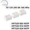 Relés de potência 5/1PCS HF7520 HF7520-005-HSTP HF7520-012-HSTP HF7520-024-HSTP DC 5V 12V 24V 8A 16A 4pin One Conjunto normalmente aberto