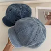 Berets Женщины Осень весна восьмиугольные кепки художники художники шляпы Sboy для мужчин Берет достиг пика женского по -мужской джинсовой шляпы