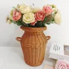 Vases Home Decor Plastic PE Woven Antique Rattan Vase For Artificial Flowers Flower Implements Chinese Basket