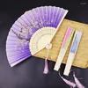 Декоративные фигурки китайский японский складной вентилятор деревянный хвосток классический танец высококачественный кисточка элегантный женский ремесленный подарок