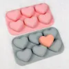 6 Cavities Valentine's Day Heart Silicone Baking Mold Love Chocolate Candy Biscuit Ice Mould Cute Gifts Soap Candle Making Set