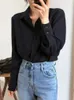 Camicette da donna magliette estate nuove donne donne solide camicetta in chiffon nera camicia casual manica casual donna coreana bf stile chic tops femminina blusa t0 240411