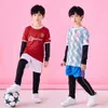 Dziecięcy koszulka piłkarska nadrukowana koszulka drużyna chłopcy oddychają drużynowa koszula treningowa koszulka z krótkim rękawem Zestaw czteroczęściowy zestaw
