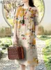 Summer Vintage Short Sleeve Floral Dress ZANZEA Women Bohemain Sundress Elegant Loose Beach Party Vestidos Casual Robe Femme 240411