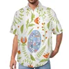 メンズカジュアルシャツイースタービンテージバケーションシャツ黒と白の花柄のハワイの男性面白いブラウス半袖デザイントップビッグサイズ
