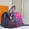 Wysokiej jakości marka Tote Luksusowy gradient farbowanie halo torby podróży Projektanci torby torebka Pu skórzana torba podróżna duża pojemność bagażu wózka 45 cm
