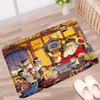 Baignoires Mattes mignonnes Santa Claus Mat Elk Tree de Noël Joyeux Noël Gift Red Decorative Tissu Tapis sans glissement Porte de cuisine Cuisine