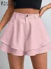 Zanzea Elegant Summer Shorts décontractés Double couche Fashion Couleur solide Pantalons courts High Woon Women Pockets 240411