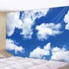 Blue sky and white cloud landscape printed pattern tapestry wall hanging room background cloth home decoration