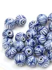 6st/Lot Ceramic Loose Bead DIY Handsträngsmycken Tillbehör Material 8-15mm Cirkulär handmålad bue och vitt mönster