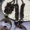 Fabriqué Boho et ethnique Big Round Tessel Pendant Collier en bois Femmes Bohemian Pull Bohemian Challe Collier Long Collier