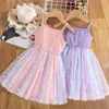 Girl's Dresses Summer Dress for Baby Girls Rainbow Tutu Sling Tulle Kids Birthday Wedding Party Princess Dress Children Casual Clothes 1-5 Yrs