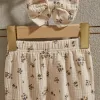 Hosen Ewodos 03 Jahre Baby Girls 3pcs Frühlings -Herbst -Outfit -Sets Langarmblumen -Button Down Tops + Hosen + Stirnband -Set für Kleinkind
