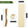 5/10pcs peças de madeira inacabadas de madeira marcadores em branco marcadores retângulo de madeira de madeira com orifícios cordas de cânhamo para ornamentos de bricolage de bricolage