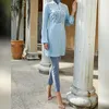 夏のフルカバーイスラムビーチスーツイスラム教徒の女性スリーピースマードな長袖の長袖のブルキニスセット女性のための水着