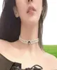 Fashion Double Pearl Diamond Necklace Fashion High Grade Atmosphere Letters Clavicle Chain Choker Chain8189014