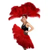 1PC Natural Ostrich Feathers Big Fan Hand Held Folding White 100cm Long Fans for Performance Dance Party Carnival Show Props