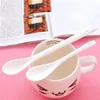 Łyżki 1PC Długotrwałe białą porcelanową łyżkę do kawy ze stali nierdzewnej łyżeczki lody deser herbata zupa