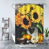 Sunflower Shower Curtain 3D Print Natural Scenery Waterproof Polyester Bathroom Curtain Home Toilet Bath Screen Background Decor