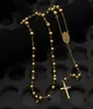 Nowa katolicka bogini Virgen de Guadalupe 8 mm koraliki 18K Gold Splated Rosary Naszyjnik Jezus Crucifix Cross Pendant45675738612621