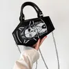 Sacs de soirée Femmes Gothic Coffin Sac Pu Leather Retro Retro Handbag Zipper Ferme Top Handle Halloween Cadeau pour femme