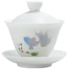 Ensembles de voiles de thé Cover Bowl tasse de thé à la maison Style Céramique blanche grande