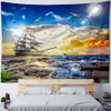 Sea Coconut Paesape Stampa Arazzo Sfondo Casa Canna Hippie coperta Bohémian Room Art Deco Yoga Letto Foglio spiaggia tappetino