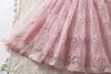 Abiti da ragazza Abito con increspatura in pizzo floreale elegante abito da principessa bianca per festa di nozze abbigliamento casual per bambini 3-8y abiti per bambini per ragazze