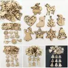 Party -Dekoration 100pcs Hängende Ornamente Weihnachtsbaum Anhänger Holz Schneemann Navidad Schneeflocke