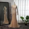 Wasisi Dubai Muslim Turquoise Beaded Tassel Evening Dresses Gowns Arabic Mermaid Luxury 2024 For Women Wedding Party FLA71533