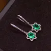 Dangle Earrings KJJEAXCMY Fine Jewelry 925 Sterling Silver Inlaid Natural Emerald Classic Ladies Support Detection