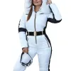 Frauen Ski -Suiten Winter im Freien im Freien warmen Jumpsuit wasserdicht mit abnehmbarem Kragen Outdoor Sports Reißverschluss Skiganzug