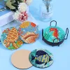 6/8PCS 5D Ocean Diamond Painting Coasters Diamond Art Kits for Adults Kids Cup Mat with Holder for Beach House Decor