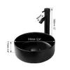 Yanksmart Black Ceramic Round Round Bathroom Bassin Robinet Set Bowl Bol Vessel Washingin Deck Moux Mélangeur Moux d'eau avec drain de pop-up