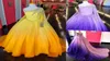 Ombre lila tjej tävlingsklänningar 2023 Cape Crystals Pärlning Chiffon Ballgown Little Kids Birthday Long Sleeve Formal Party Wear G3687663