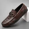 Chaussures décontractées marque en cuir authentique en cuir masculin de crocodile Octopus lefu fashion haricot confortable et respirant conduite