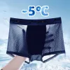 Mens Mesh Ice Silk Underwear Boxer Briefs Summer Cool Shorts Panties Breathable Pouch Underpants High Elastic Bikini Slip Homme