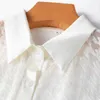 Women's Blouses Shirts Women Silk Shirt 100% Mulberry Silk Thin Type Transparent Embroidery White Buttons Down Long Sleeve Top Blouse M L XL M1079 240411