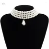 Choker X7ya Multilayer Pearl Necklace Vintage Imitation Multirand Halsband bröllop smycken