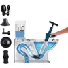 Högtrycksrörskolv wc Drain Clog Remover Borr Gun Pneumatic Plunders Opener Pump för toaletter Badrum Dusch Sink Floor