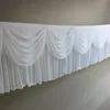 10FT/20FT Length Table Cloth Skirt With Colorful Swag Drape Ice Silk Fabric Table Skirting Wedding Party Event Tablecloth Decor